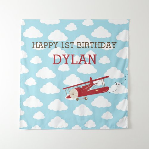 Vintage Airplane Backdrop  Boy Birthday Banner