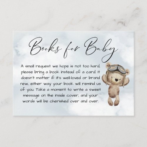 Vintage airplane bear baby shower book request enclosure card