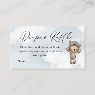 Vintage Airplane Bear Diaper Raffle Card Insert