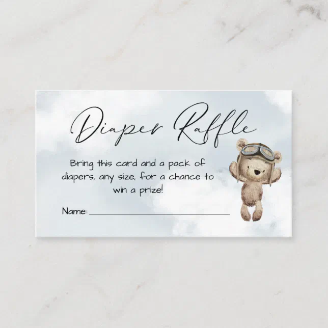 Vintage Airplane Bear Diaper Raffle Card Insert | Zazzle