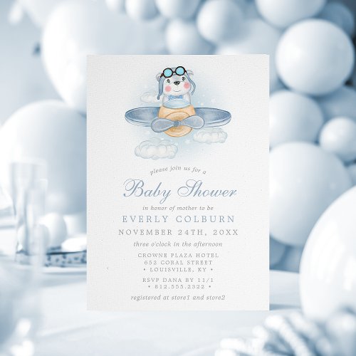 Baby Shower Invitations 12 Vintage Airplane Bear Watercolor Boy Baby Shower Invitation