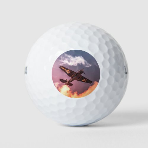 Vintage Airplane Beautiful Sky Golf Balls