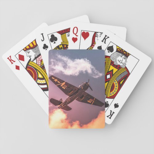Vintage Airplane Beautiful Sky Playing Cards