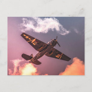 Vintage Airplane Beautiful Sky Postcard