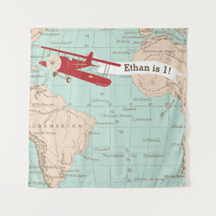 Vintage Airplane Birthday/Baby Shower Banner Tapestry