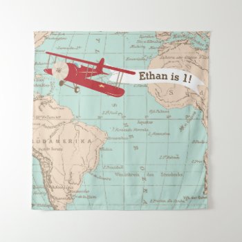Vintage Airplane Birthday/baby Shower Banner Tapestry by CallaChic at Zazzle