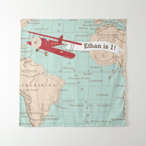 Vintage Airplane BirthdayBaby Shower Banner Tapestry