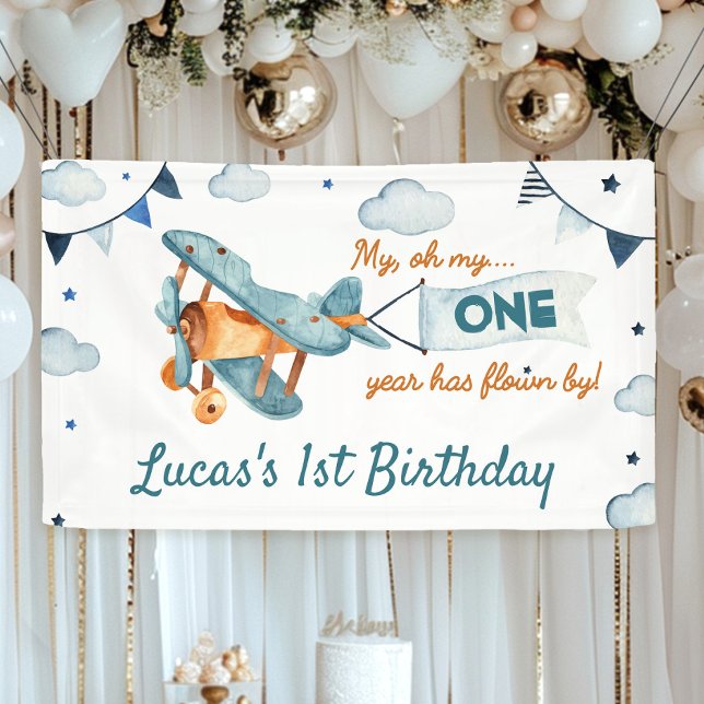 Vintage Airplane Birthday Banner Time Flies (Creator Uploaded)