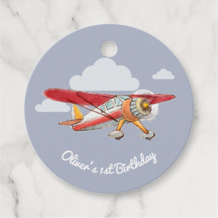 Vintage Airplane Birthday Favor Tags
