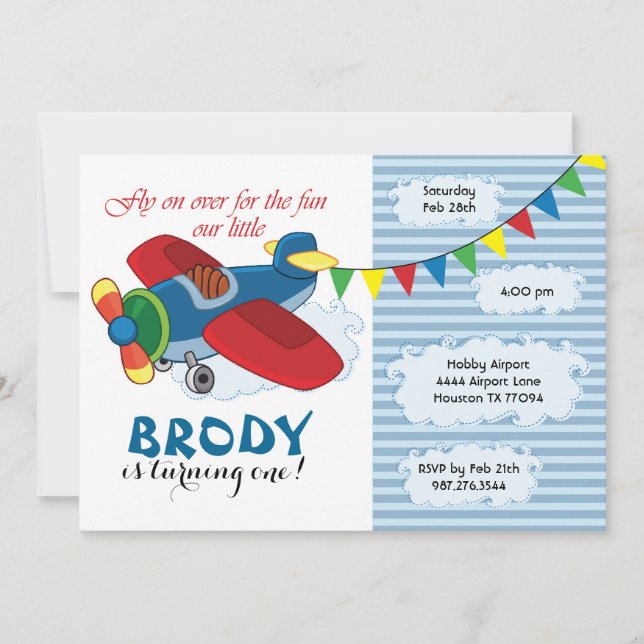 Vintage Airplane Birthday Invitation (Front)