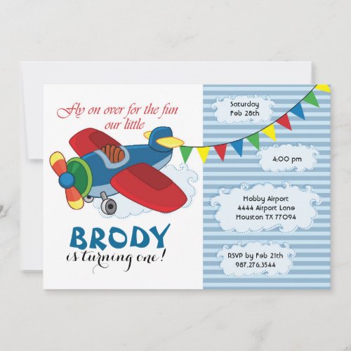 Vintage Airplane Birthday Invitation