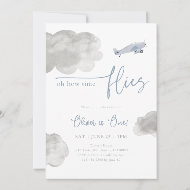 Vintage Airplane Birthday Invitation (Front)