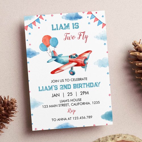 Vintage Airplane Birthday Invitation Time Flies