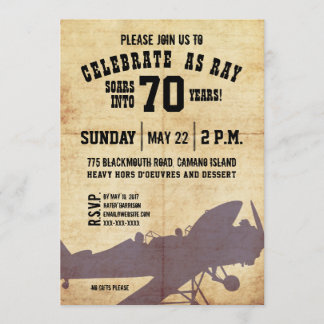 Vintage Airplane Birthday Invite
