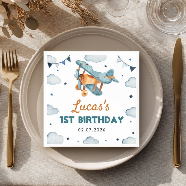Vintage Airplane Birthday Napkins (Creator Uploaded)
