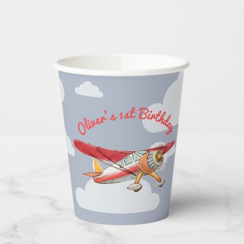 Vintage Airplane Birthday Paper Cup