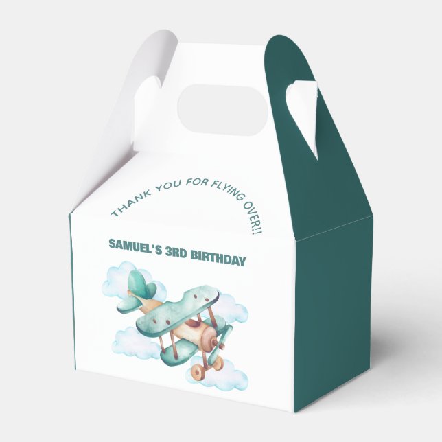 Vintage Airplane Birthday Party  Favor Boxes (Front Side)