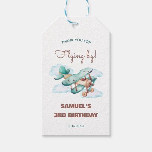 Vintage Airplane Birthday Party  Gift Tags