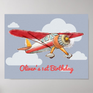 Vintage Airplane Birthday Poster