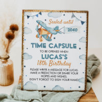 Vintage Airplane Birthday Time Capsule Poster