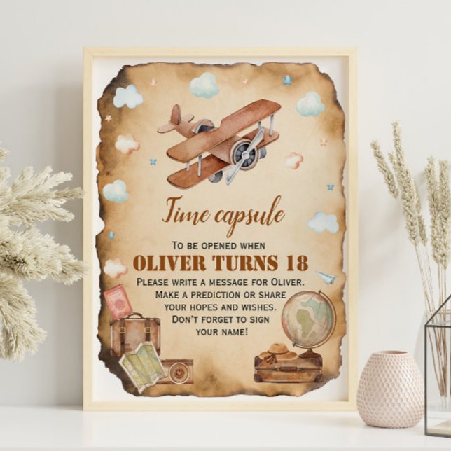 Vintage Airplane Birthday Time Capsule sign (Creator Uploaded)