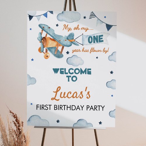 Vintage Airplane Birthday Welcome Sign Time Flies