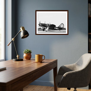 Vintage Airplane Black and White Aviation Photo Poster