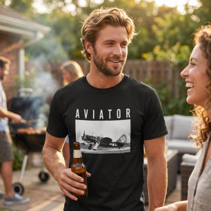 Vintage Airplane Black and White Aviation Photo T-Shirt