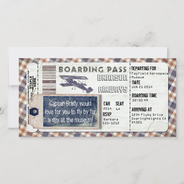 Vintage Airplane Boarding Pass (Front)