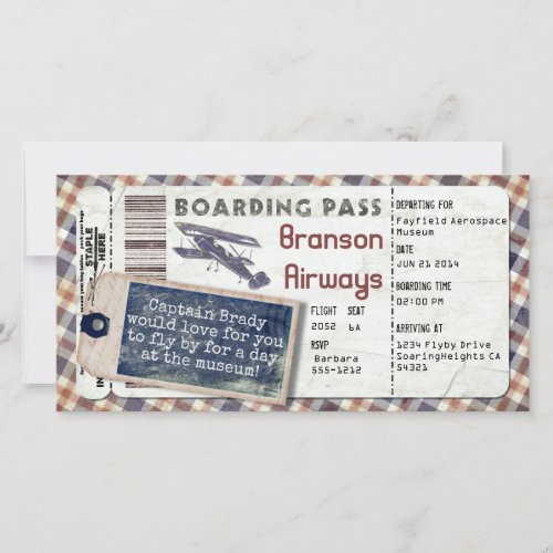Vintage Airplane Boarding Pass 2