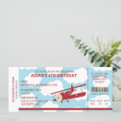 Vintage Airplane Boarding Pass Ticket Birthday Invitation (Standing Front)