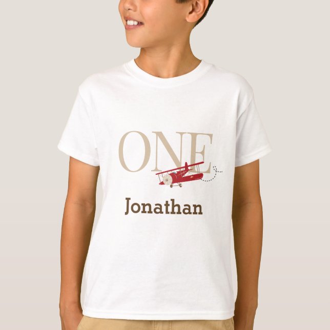 Vintage Airplane Boy Birthday Tshirts with Age (Front)