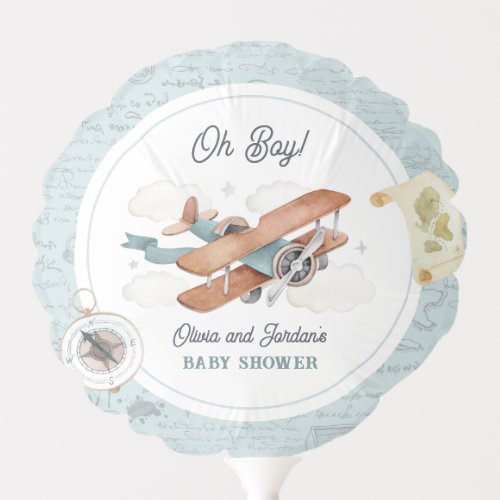 Vintage Airplane Boy Travel Baby Shower Balloon