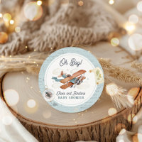 Vintage Airplane Boy Travel Baby Shower Favor