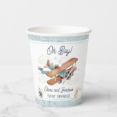 Vintage Airplane Boy Travel Baby Shower Paper Cups | Zazzle