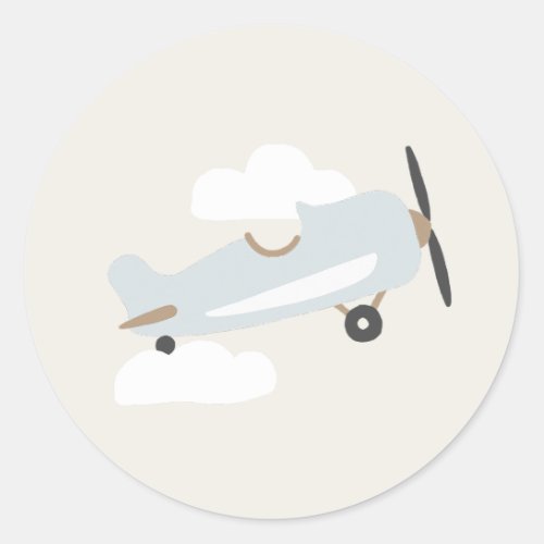 Vintage Airplane Boys Birthday Blue Plane Classic  Classic Round Sticker