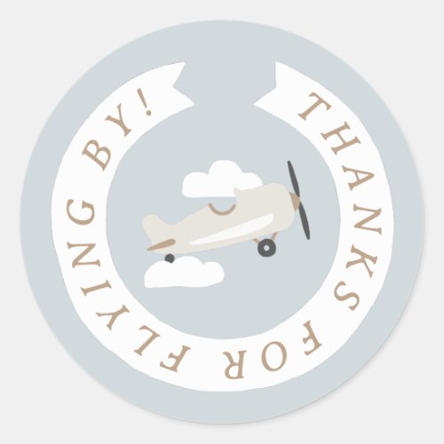 Vintage Airplane Boys Birthday Thank You Classic Round Sticker