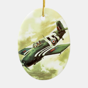 Vintage Airplane Ceramic Ornament