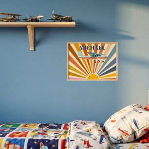 Vintage Airplane Cessna Retro Sunset Custom Poster