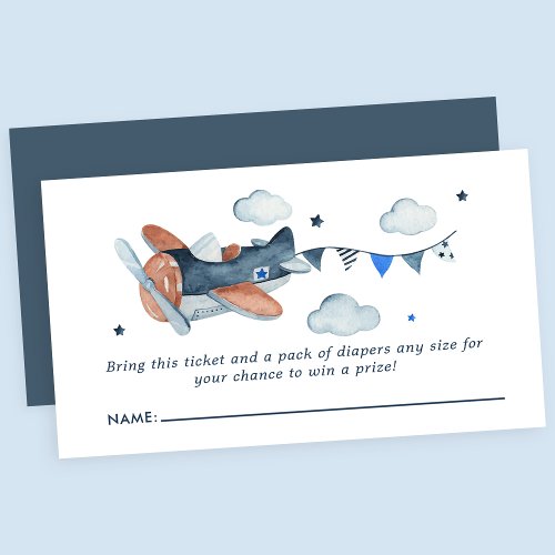 Vintage Airplane Clouds Baby Shower Diaper Raffle Enclosure Card