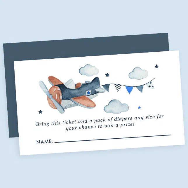 Vintage Airplane Clouds Baby Shower Diaper Raffle Enclosure Card | Zazzle