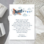 Vintage Airplane Clouds Baby Shower Thank You Card<br><div class="desc">Vintage Airplane Clouds Baby Shower Thank You For The Gift Card. This design features an adorable vintage airplane. Personalize this custom design with your own text and details.</div>