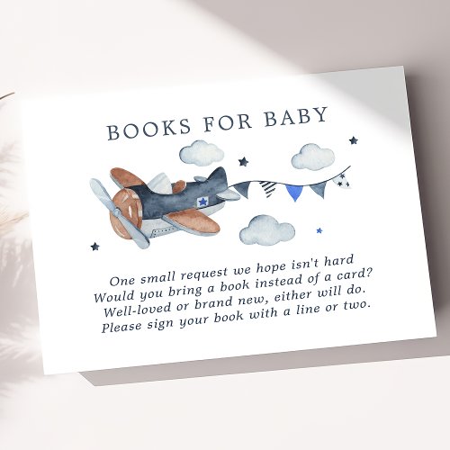 Vintage Airplane Clouds Watercolor Books For Baby Enclosure Card