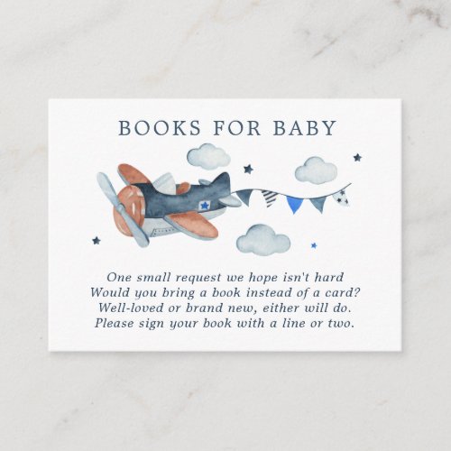Vintage Airplane Clouds Watercolor Books For Baby Enclosure Card