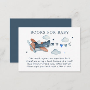 Vintage Airplane Clouds Watercolor Books For Baby Enclosure Card