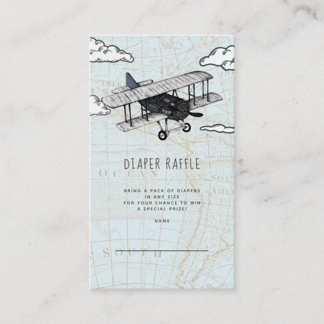 Vintage Airplane Diaper Raffle Enclosure Card (Front)