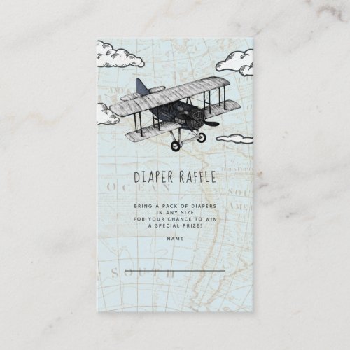 Vintage Airplane Diaper Raffle Enclosure Card