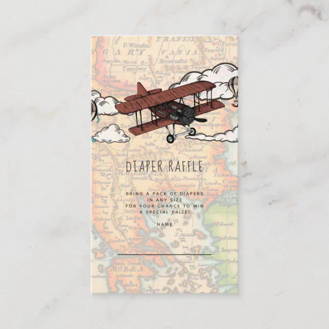 Vintage Airplane Diaper Raffle Enclosure Card | Zazzle