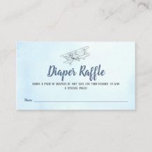 Vintage Airplane Diaper Raffle Enclosure Card