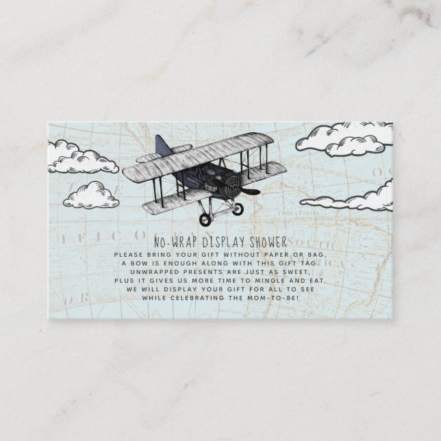 Vintage Airplane Display Shower Invitation Insert (Front)